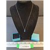 Image 1 : Stering Silver Blue Gem Pendant Necklace