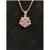 Image 2 : Sterling Silver Pink Flower Gem Pendant Necklace