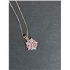 Image 5 : Sterling Silver Pink Flower Gem Pendant Necklace