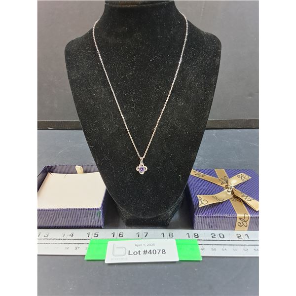 Sterling Silver Purple Pendant Necklace