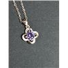 Image 3 : Sterling Silver Purple Pendant Necklace