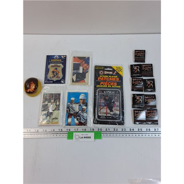 Wayne Gretzky Lot: (3) Light Switches, Patch, Paper Weight, Matches, Plaque