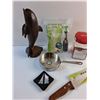 Image 2 : Wooden Dolphin, Coffee Press, Kitchen Knife, Measuring Cups, Egg Frying Pan and Misc