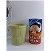 Image 3 : Planter, Vintage Quaker Oats Box and Mirrored Wall Decor