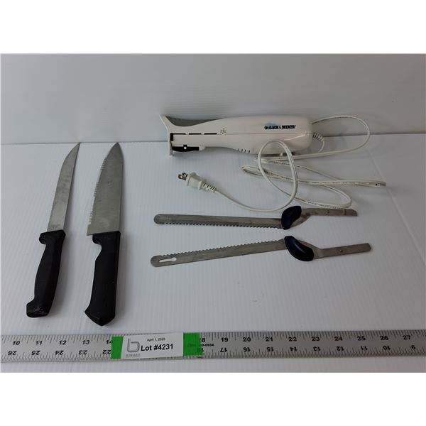 Black & Decker Electric Meat Cutter- As Is & (2) Knives