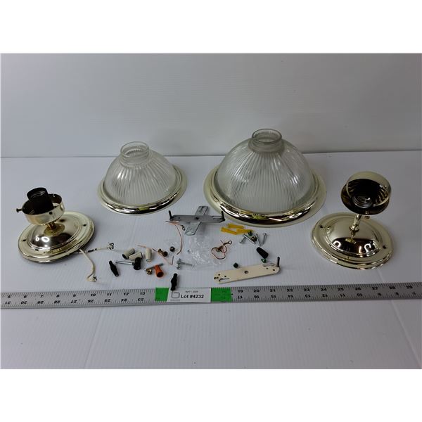 (2) Ceiling/Wall Glass Light Fixtures