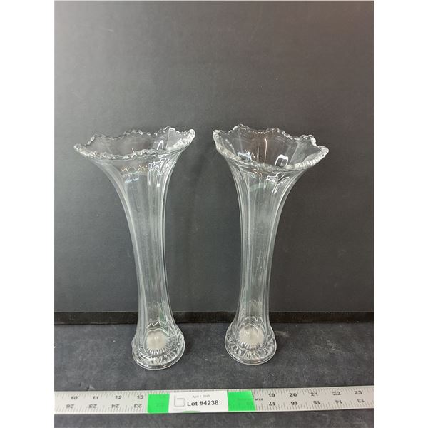 (2) Glass Candleholders