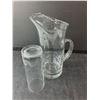 Image 2 : Glass Pitcher 9.5" Tall & (6) Glasses