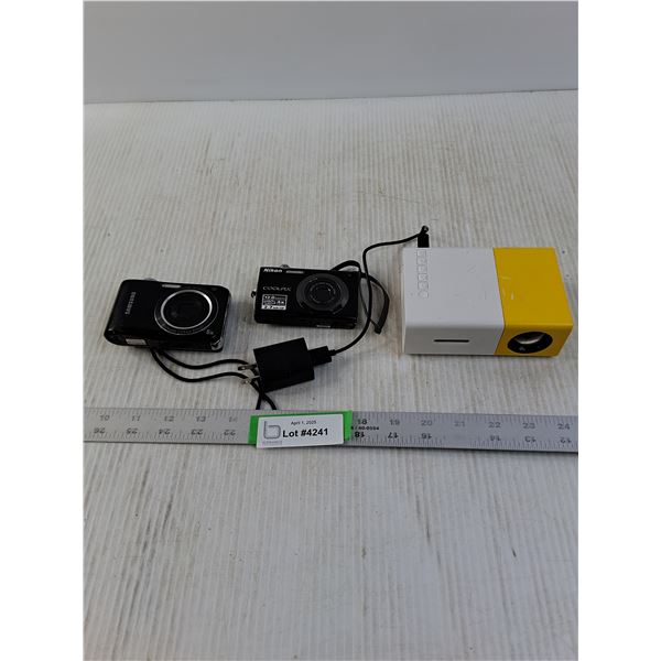 (2) Digital Cameras (Nikon Coolpix and Samsung) as Well as a Small Projector