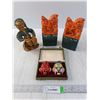Image 1 : Oriental Themed Bookends, Wooden "drummer" and Masks in a Box