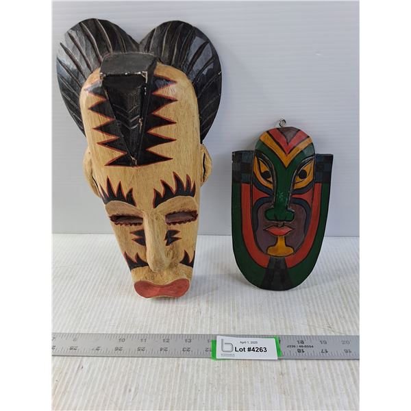 (2) Wooden Masks made in Indonesia