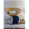 Image 1 : Wicker Basket, Kitchen Mittens, Embroidery Kit and Table Cloth