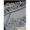 Image 2 : Blue/White Cotton Throw with Fringe Willow Pattern Design