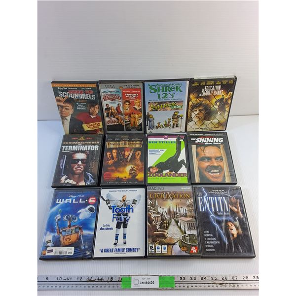 (12) DVD Movies - Shrek, Wall E and Terminator