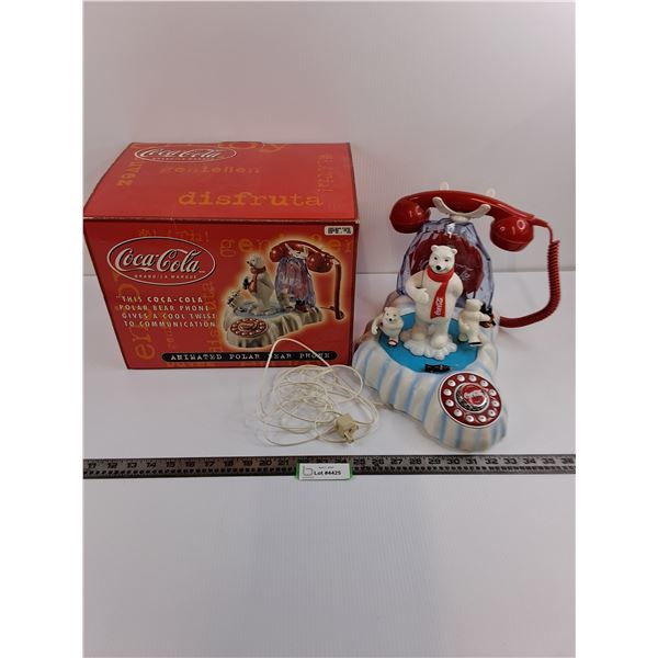 Coca-Cola Animated Polar Bear Phone in Original Box - Untested
