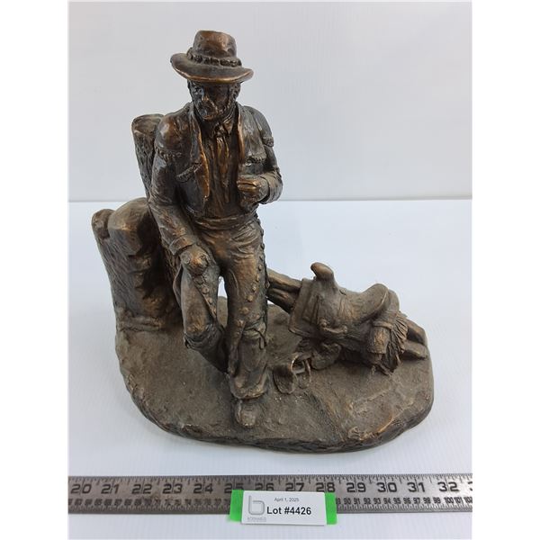 Plaster Cowboy Table Statue 13" Tall x 13" Length