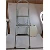 Image 1 : 3-Step Step Ladder 48" Length (Top Step has Damage), Wood Product Clam Shell Toilet Seat 15.5" x 14"