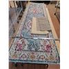 Image 1 : Safavieh "Monaco" Light Blue Fuscia 8' x 26" Runner Rug with No-Slip Underlay and Spare Piece