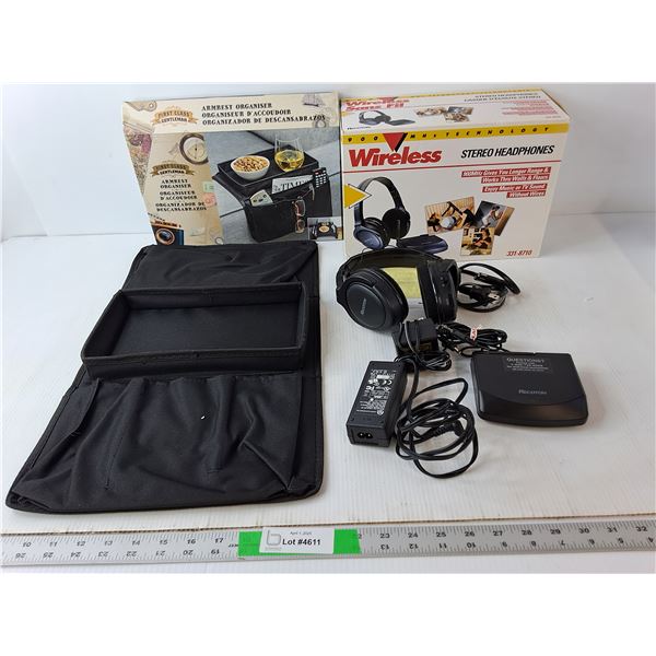 Vintage Wireless Headphones-Requires Batteries- Consigner States Working & Armrest Organizer