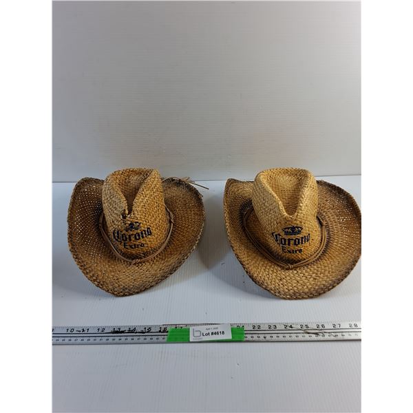 (2) Corona Extra Wicker Hats