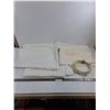 Image 1 : (2) Drapes 78" x 82", Square Table Cloth - Some Stains, Co-Axial Cable with 2-Way Splitter