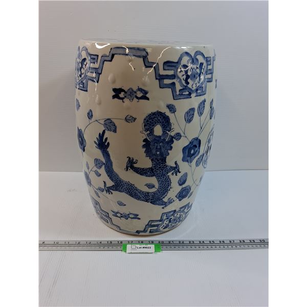 # Blue Delft Porcelain Stool - 19" x 12"