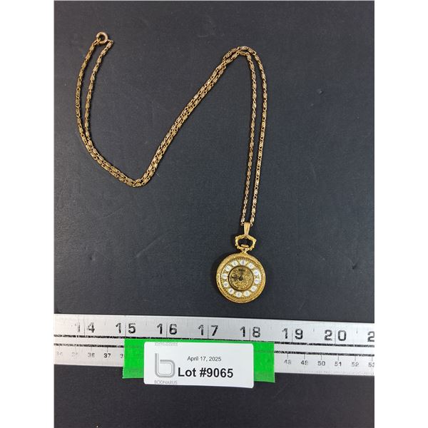 Vintage Pocket Watch - Elgin Gold Tone w/Chain - As Is