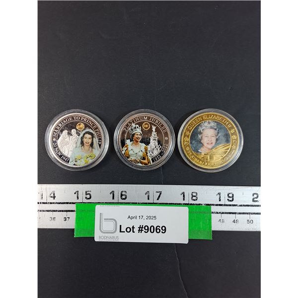 (3) Queen Elizabeth Commemorative Coins in Cases