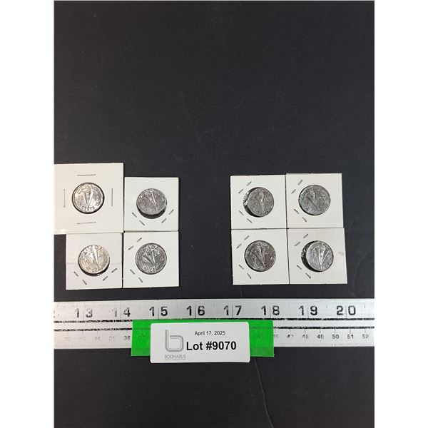 (8) Canadian Nickel Coins: (4) 1944 & (4) 1945
