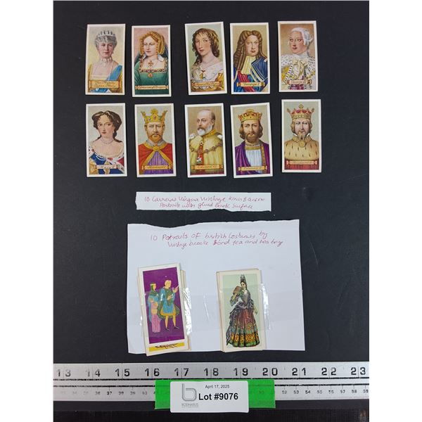 (10) Portraits of British Costumes Tea Cards & (10) Carreras Vintage Royal Portrait Cards