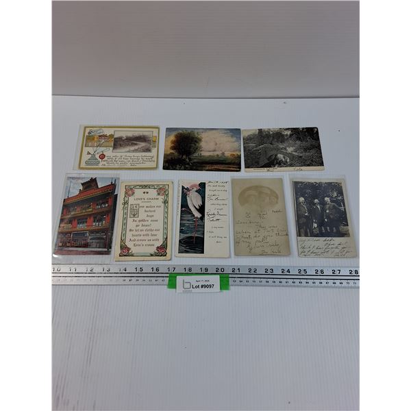 (8) Antique Postcards - Assorted, 1900-1920's
