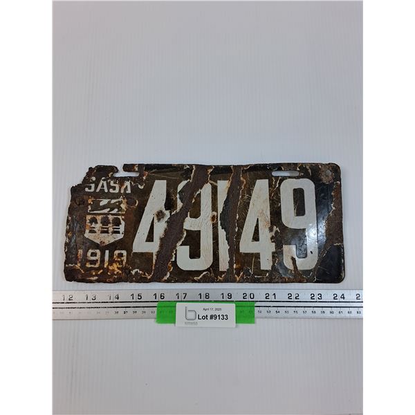 Saskatchewan License Plate - 1919