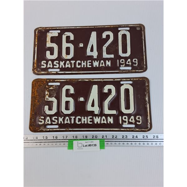 (2) Saskatchewan License Plates - 1949