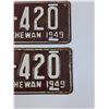 Image 3 : (2) Saskatchewan License Plates - 1949