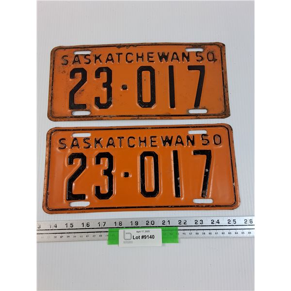 (2) Saskatchewan License Plates - 1950