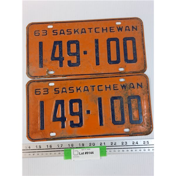 (2) Saskatchewan License Plates: 1963