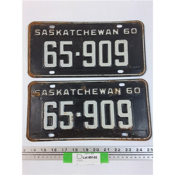 (2) Saskatchewan License Plates: 1960