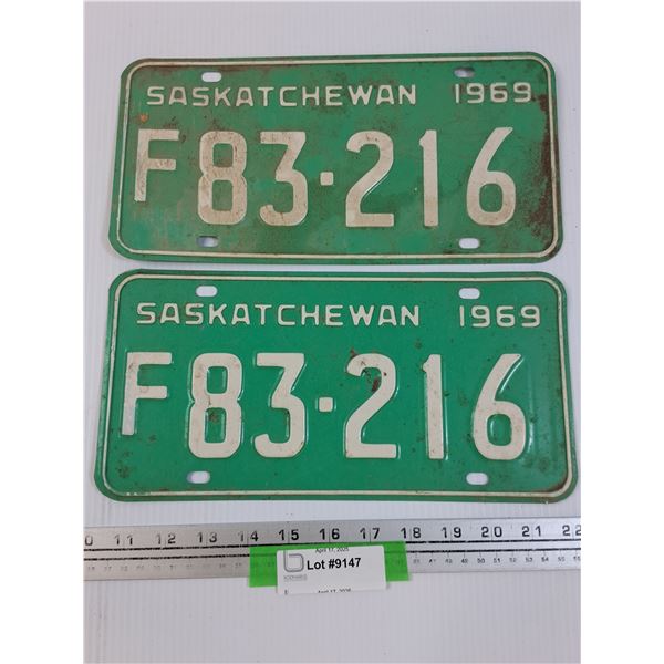 (2) Saskatchewan License Plates: 1969