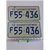 Image 1 : (2) Saskatchewan License Plates: 1972