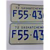 Image 2 : (2) Saskatchewan License Plates: 1972