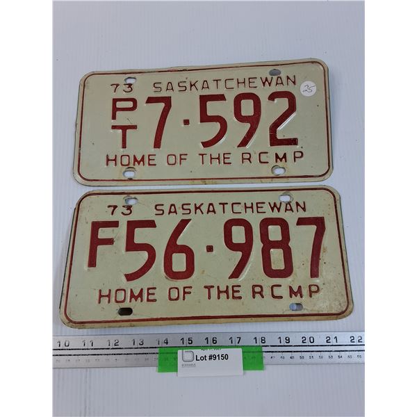 (2) Saskatchewan License Plates: 1973