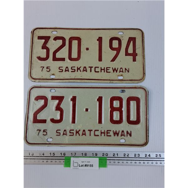 (2) Saskatchewan License Plates: 1975