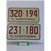 Image 1 : (2) Saskatchewan License Plates: 1975