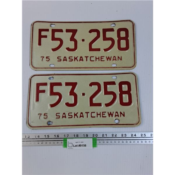 (2) Saskatchewan License Plates: 1975
