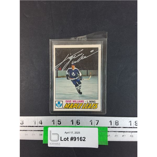 Dave Williams OPC 1977 Hockey Trading Card - CANNOT GUARANTEE AUTHENTICATION