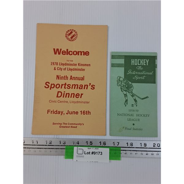 National Hockey League (1958-59) & 1978 Lloydminister Kinsmen Sportsman Dinner Booklets