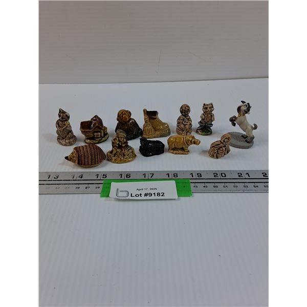 (9) Red Rose Figurines & (1) Disney Goat Figurine