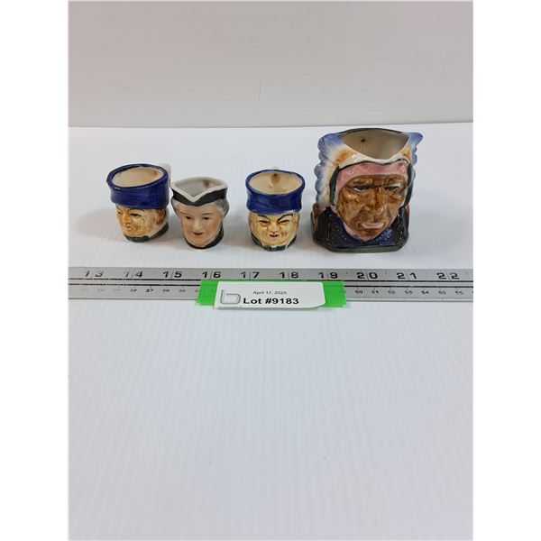 (4) Toby Mugs - Made in Occupied Japan