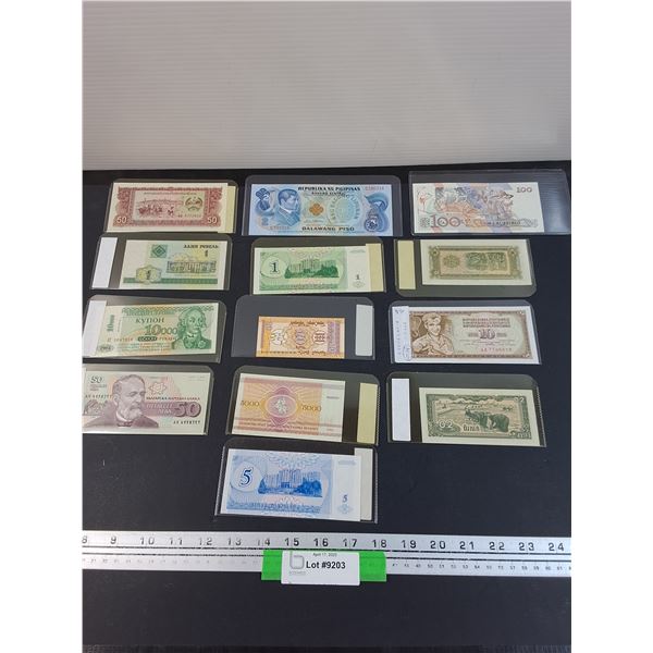 (13) World Bank Note Bills - Assorted