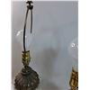 Image 3 : (2) Vintage Clear Glass & Brass End Table Lamps - 28" x 7"